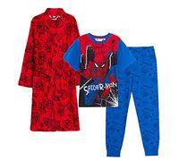 Marvel Boys Spiderman Pyjamas + Bath Robe Kids Matching Nightwear Set Pjs + Dressing Gown Red 5-6 Years
