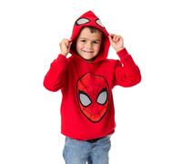 Marvel Spiderman Boys Hoodie | Kids Superhero Graphic Hooded Sweatshirt in Red | Spider-Man Mask with Eyes on the Hood Sweater Film Movie Apparel | Comic Book Character Art Merchandise Gift