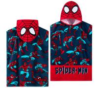 Marvel Spiderman Bath Towel with Hood for Kids Teenagers Absorbent Changing Robe Poncho Towel for Swimming Bath Shower Beach Towel Holiday Essentials (Red/Blue Spiderman, 10-13 Years)