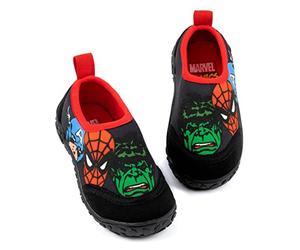 Marvel Boys Swim Shoes | Black and Red Water-Resistant Shoes for Kids | Spider-Man, Hulk & Captain America Superhero Wetsuit Footwear | Sea Pool Socks Fun Merchandise Gift for Children