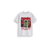 Marvel Boys T-Shirt, Kids Short Sleeve Cotton Rich Crew Neck Tee, Grey Marvel Comics Print with Spider-Man Hulk and Iron Man, Machine Washable, Grey, Sizes 3-4Y, 5-6Y, 7-8Y, 9-10Y, 11-12Y