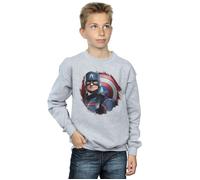 Marvel Boy's The Falcon & The Winter Soldier Captain America Stare Sweatshirt in Grey | Size: 5-6 Years Marvel Grey 5-6 Years