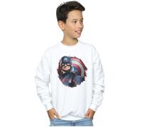 Marvel Boy's The Falcon & The Winter Soldier Captain America Stare Sweatshirt in White | Size: 12-13 Years Marvel White 12-13 Years