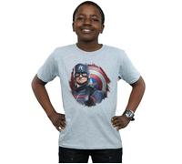 Marvel Boy's The Falcon & The Winter Soldier Captain America Stare T-Shirt in Grey | Size: 9 Years Marvel Grey 9 Years