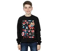 Marvel Boys Thor And Captain America Christmas Day Sweatshirt Black 3-4 Years