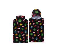 Marvel Boy's Towelling Poncho in Black | Size: 10-12 Years Marvel Black 10-12 Years