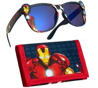 Marvel Boys UV Protection Sunglasses and Trifold Wallet Set - Boys Gifts (Red/Black Avengers)