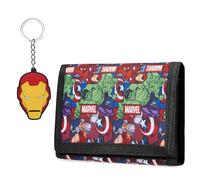 Marvel Boys Wallet and Keyring Gift Set - Avengers Trifold Wallet with Coin Purse Card Slots and Keychain - Boys Gifts (Multi Avengers)