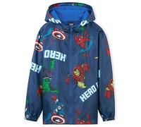 Marvel Boys Waterproof Jacket Avengers Spiderman Hooded Jacket Fleece Lining Raincoat for Boys Teenagers 4-14 Years (Navy Avengers, 4-5 Years)