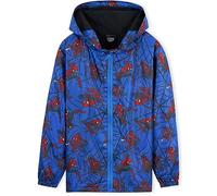 Marvel Boys Waterproof Jacket Avengers Spiderman Hooded Jacket Fleece Lining Raincoat for Boys Teenagers 4-14 Years (Blue Spiderman, 4-5 Years)