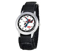 Marvel By Ewatchfactory Kids Spider-Man Quartz Watch with White Dial Time Teacher Display and Black Nylon Strap W000115