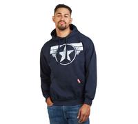 Marvel Men's Captain America Cap Logo Hoodie, Navy Blue, L UK