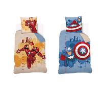 Marvel Captain America and Iron Man Reversible Duvet Cover 140 x 200 cm 100% Cotton Blue and Yellow