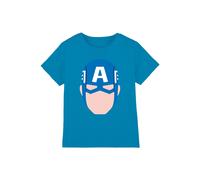 Marvel Captain America Avengers Face Kids T-Shirt, Turquoise in Blue | Size: 3-4 Years Marvel Blue 3-4 Years