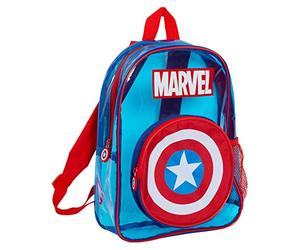 Marvel Captain America Backpack Boys Swim Bag Clear Wipeable School Rucksack Kids Transparent Swimming Beach Bag