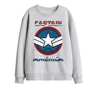 Marvel Captain America Badge Kids Sweatshirt, Athletic Heather, 7-8