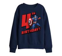 Marvel Captain America Birthday 4 Kids Sweatshirt, Navy, 7-8
