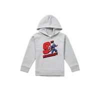 Marvel Captain America Birthday 9 Youth Kids Pull-Over Hoodie, Athletic Heather in Grey | Size: 5-6 Years Marvel Grey 5-6 Years