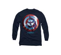 Marvel Captain America Brave New World Sam Wilson Red Long Sleeve T-Shirt, Navy Navy M