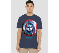 Marvel Captain America Brave New World Sam Wilson Red T-Shirt, Heather Navy | Size: Small Marvel Navy S
