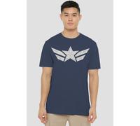 Marvel Captain America Brave New World Star T-Shirt, Heather Navy | Size: Large Marvel Navy L