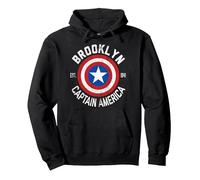 Marvel Captain America Brooklyn Shield Pullover Hoodie, Adult Unisex, Black, Large