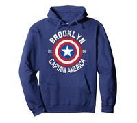 Marvel Captain America Brooklyn Shield Pullover Hoodie, Adult Unisex, Navy Blue, Medium