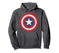 Marvel Captain America Classic Shield Pullover Hoodie, Adult Unisex, Dark Heather Grey, Small