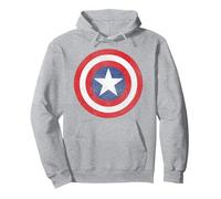 Marvel Captain America Classic Shield Pullover Hoodie, Adult Unisex, Heather Grey, Small