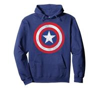 Marvel Captain America Classic Shield Pullover Hoodie, Adult Unisex, Navy Blue, Large