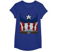 Marvel Captain America Costume T-Shirt, Girls, Royal Blue, Large