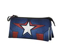 Marvel Captain America Courage-ECO Triple Pencil Case, Blue, 23 x 11 cm