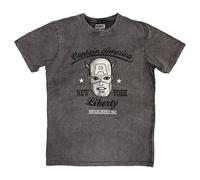 Marvel Captain America Est 1941 Stone Wash T Shirt In Grey Grey L