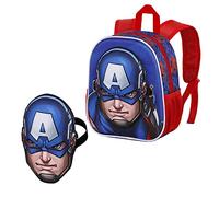 Marvel Captain America First-Mask Backpack, Blue, 9.5 x 24 x 27 cm, Capacity 6 L