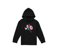 Marvel Captain America Holiday Outfit Youth Kids Pull-Over Hoodie, Black | Size: 12-13 Years Marvel Black 12-13 Years