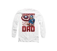 Marvel Captain America Legendary Dad America Long Sleeve T-Shirt, White | Size: Small Marvel White S