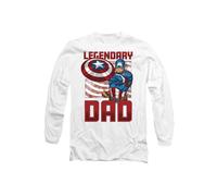 Marvel Captain America Legendary Dad America Long Sleeve T-Shirt, White | Size: XL Marvel White XL