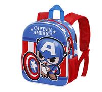 Marvel Captain America Let's go-Small 3D Backpack, Blue, 11 x 26 x 31 cm, Capacity 8.5 L