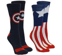 Marvel Captain America Men's Athletic Crew Socks, 2-Pair Pack, Sock Size 10-13 / Shoe Size 6-12