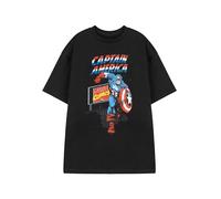 Marvel Captain America Mens Black Short Sleeve Graphic Tee | Classic Comic Print T-Shirt | Casual Wear Fan Apparel | Vintage Marvel Comics Merchandise