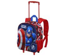 Marvel Captain America Patriot-Small 3D Backpack with Wheels, Multicolour, 26 x 34 cm, Capacity 7 L