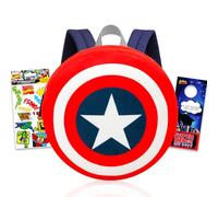 Marvel Captain America Plushie Backpack Set - Bundle with 11.5" Plush with Carrying Straps, Stickers, More | Captain America Plush Bag