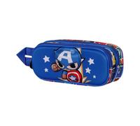 Marvel Captain America Punch-3D Double Pencil Case, Blue, 22 x 9.5 cm
