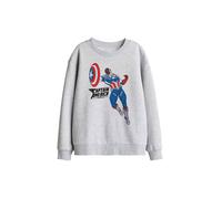 Marvel Captain America Sam Wilson Doodle Kids Sweat, Athletic Heather in Light Grey | Size: 5-6 Years Marvel Light Grey 5-6 Years