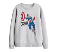 Marvel Captain America Sam Wilson Doodle Kids Sweatshirt, Athletic Heather, 7-8