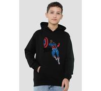 Marvel Captain America Sam Wilson Doodle Youth Kids Pull-Over Hoodie, Black | Size: 12-13 Years Marvel Black 12-13 Years