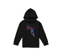 Marvel Captain America Sam Wilson Doodle Youth Kids Pull-Over Hoodie, Black | Size: 9-11 Years Marvel Black 9-11 Years