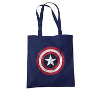 Marvel Captain America Shield Grocery Travel Reusable Tote Bag, Navy, 38X42C Navy