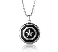 Marvel - Captain America Shield Men's Pendant, Stainless Steel, 22" Chain, Elegant Necklace