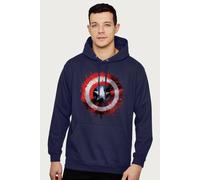 Marvel Captain America Shield Paint Splat Avengers Hooded Sweatshirt In Navy Navy